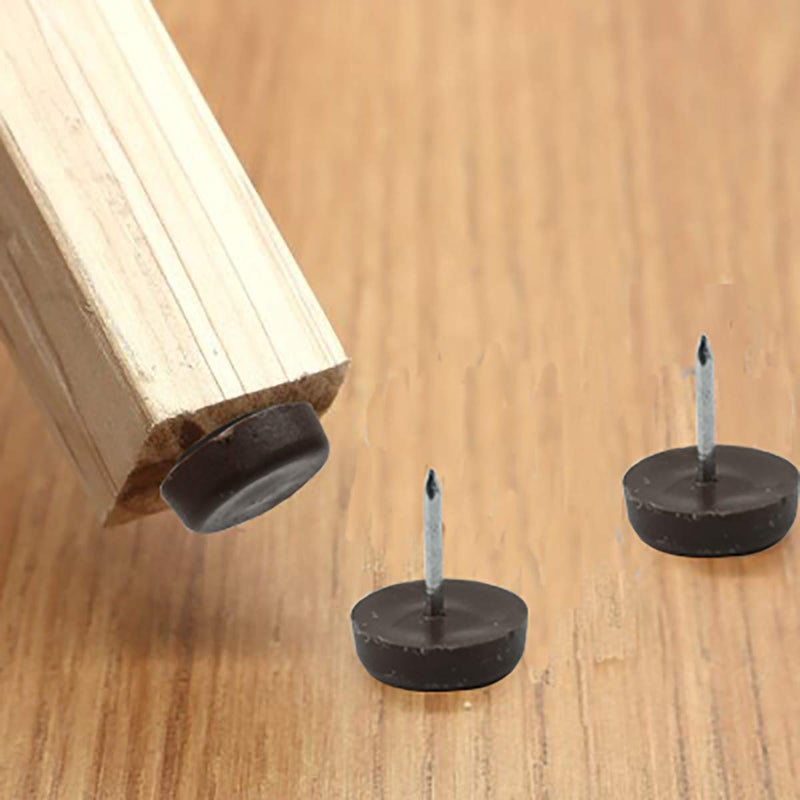 Zayi 18mm Dia Brown Nylon Slider Glides, Plastic Glide Nails Chair Table Leg Protector Pads for Wooden Leg Feet of Chair Table Sofa 50pcs(18mm, Brown) - Image 5